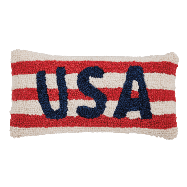 USA Hook Wool Pillow | Mud Pie