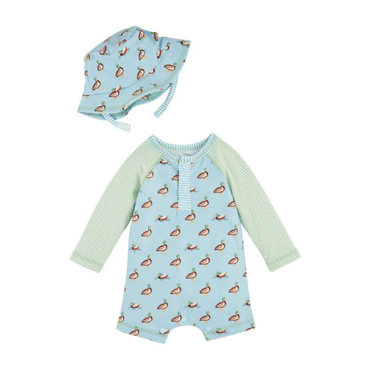 Youth Duck Rash Guard and Hat Swim Set | Mud Pie