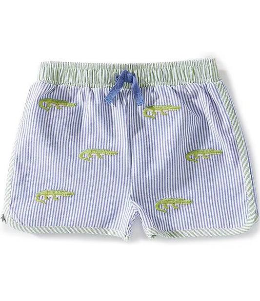 Stripe Gator Embroidered Swim Trunk | Mudpie