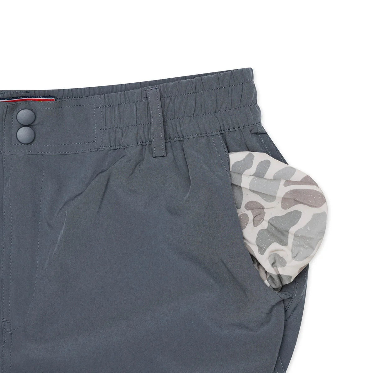 Everyday Shorts in River Rock Grey/Deer Camo Pockets | Burlebo