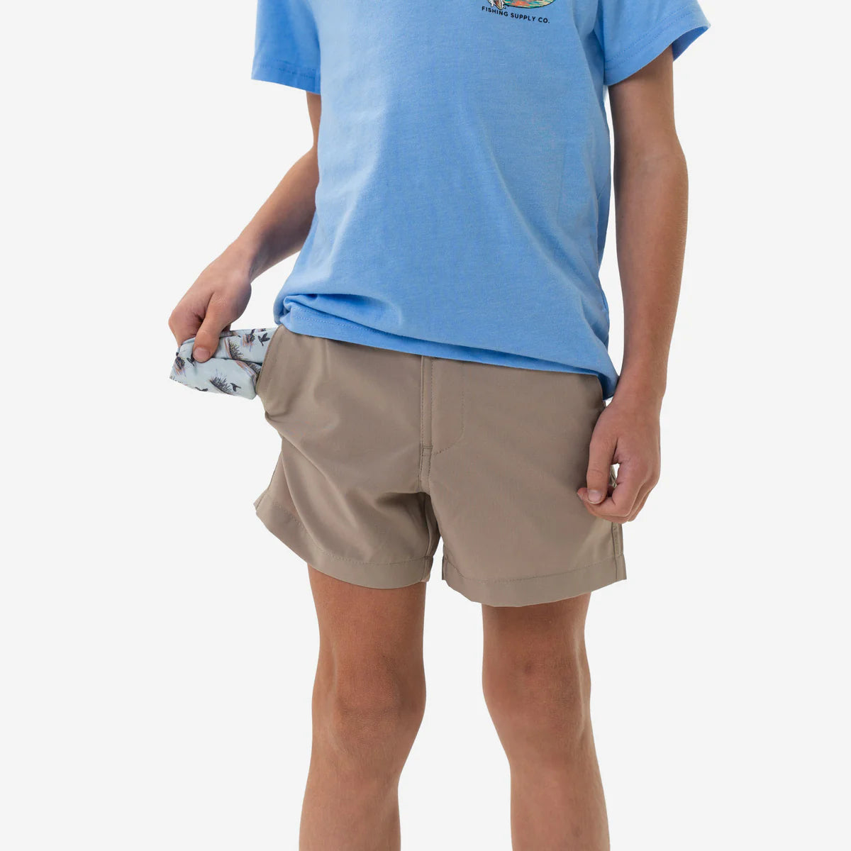 Youth Everyday Short in Cobblestone Khaki Duck Hunt Pocket | Burlebo