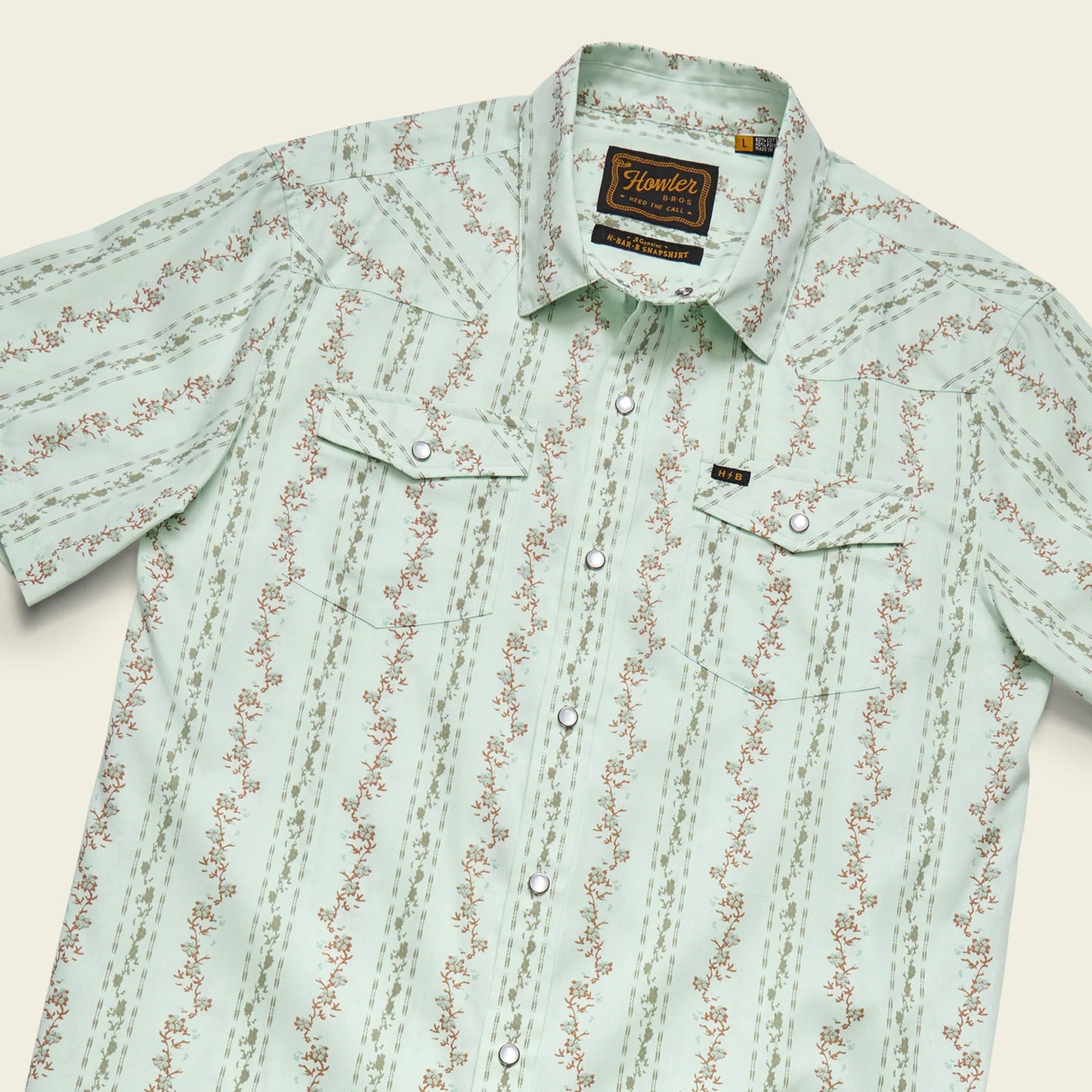 H Bar B Snapshirt : Hibiscus Ribbons : Mint | Howler Bros