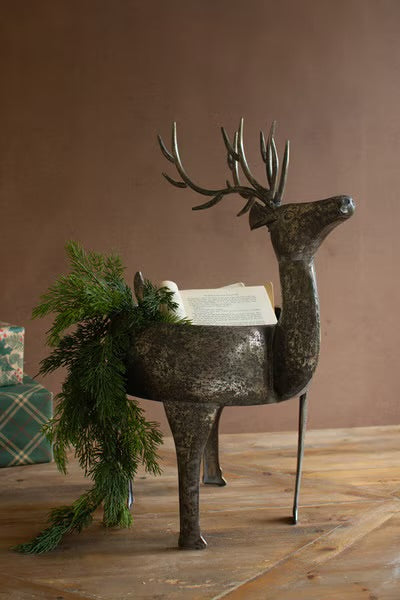 Rustic Metal Reindeer Planter | Kalaou