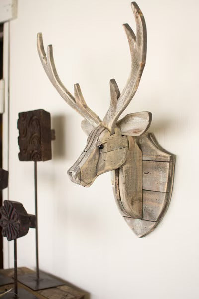 Recycled Wooden Deer Head Wall Hanging | Kalalou