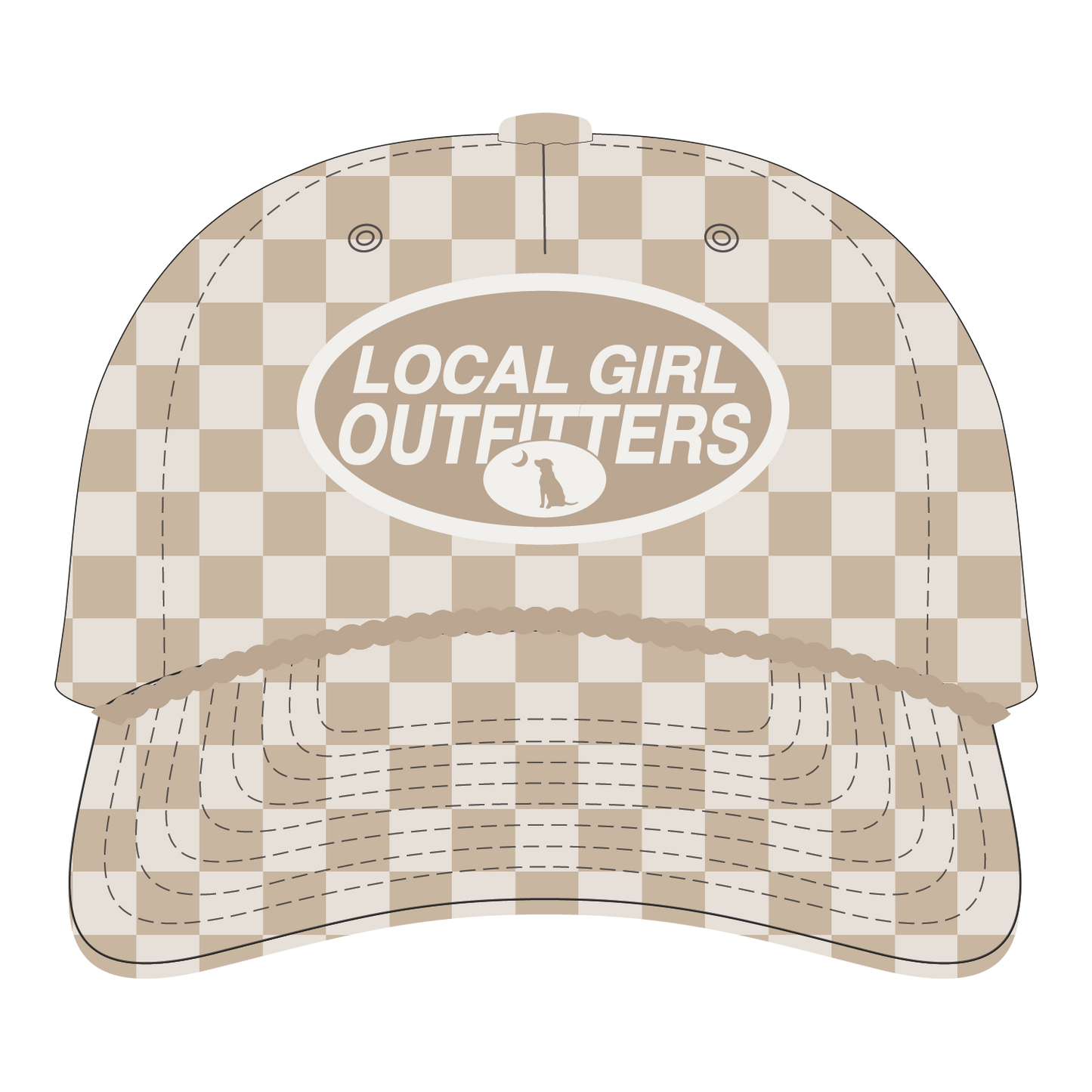 Modern Oval Rope Hat in Khaki Checker