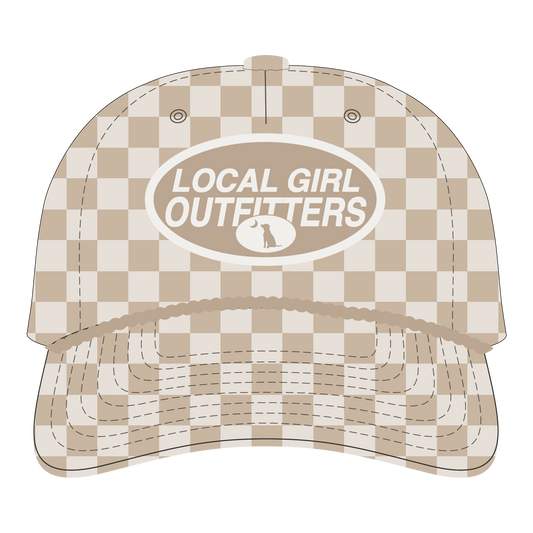 Modern Oval Rope Hat in Khaki Checker