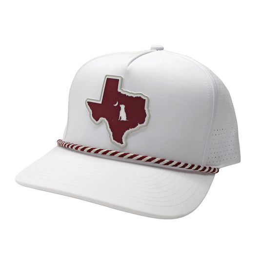 Collegiate Perf Rope Hat - Patch in Maroon and Light Grey