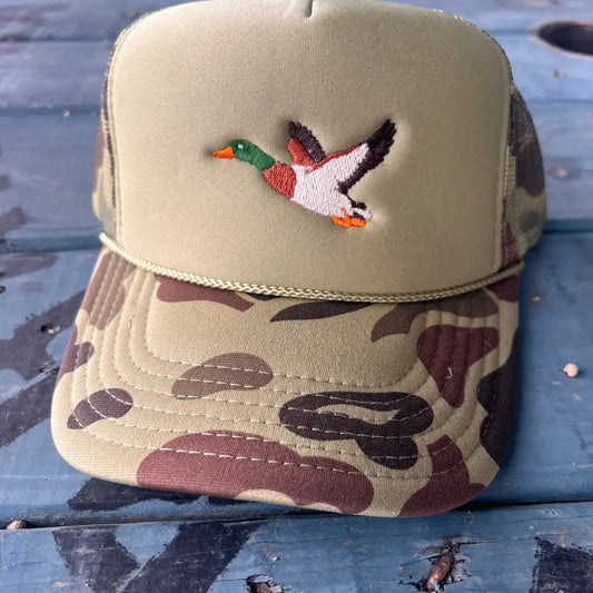 Mallard Duck Embroidery- Camo & Olive Otto Trucker Hat