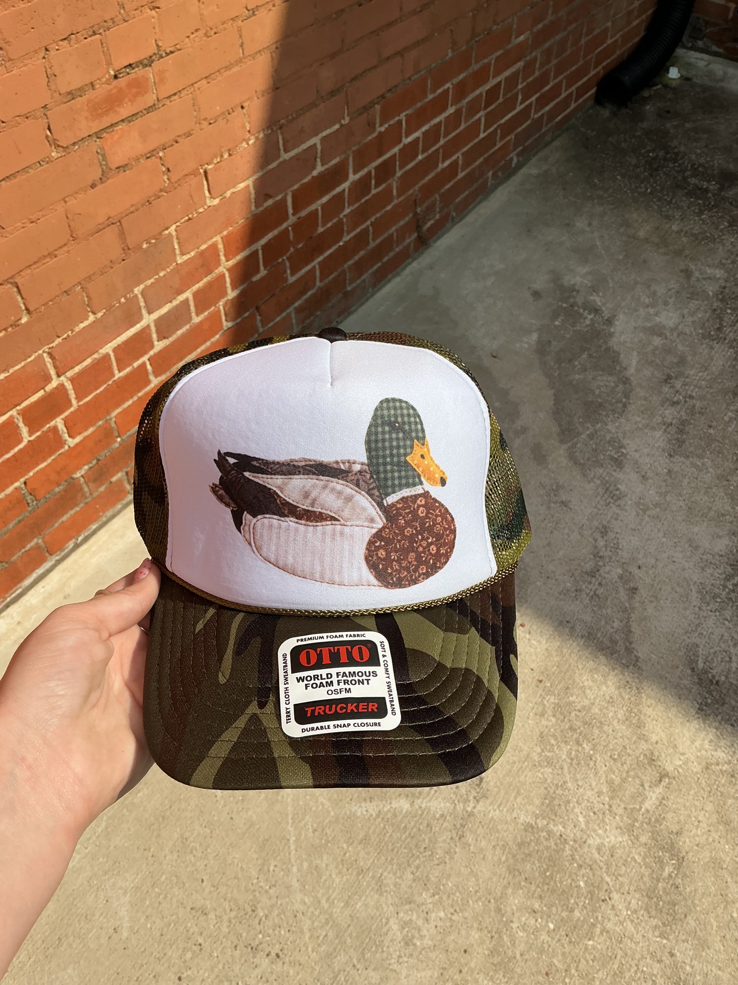 Granny’s Faux Patchwork Mallard - Otto Trucker Hat - Camo & White