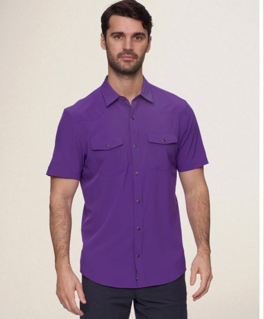 Longmont SS Performance Western Shirt in Purple