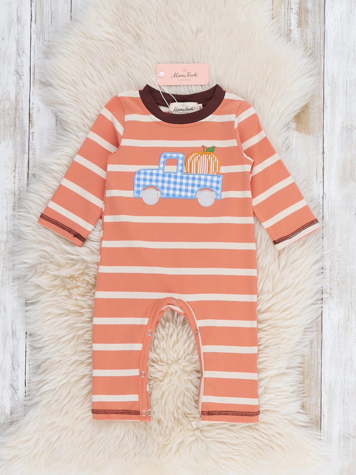 Pumpkin Patch Pickup Embroidered Cotton Romper