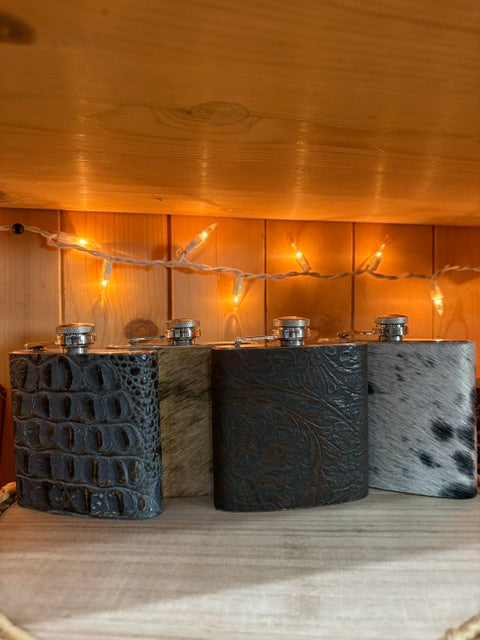 Leather & Cowhide Hip Flasks | Timber & Tweed Outfitters