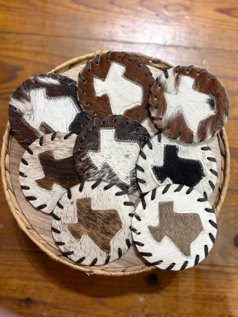Handcrafted Leather Cowhide Coasters | Timber & Tweed Outfitters
