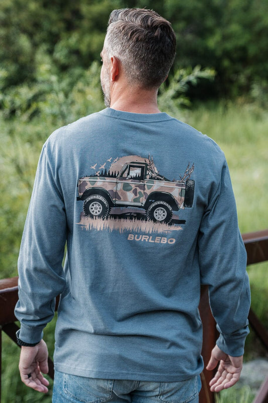 Loaded Down Bronco L/S in Heather Blue Jean | Burlebo