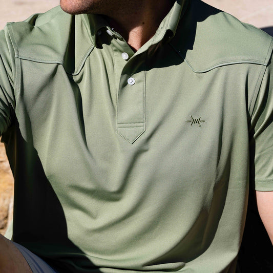 Lariat Western Polo In Sage| Texas Standard