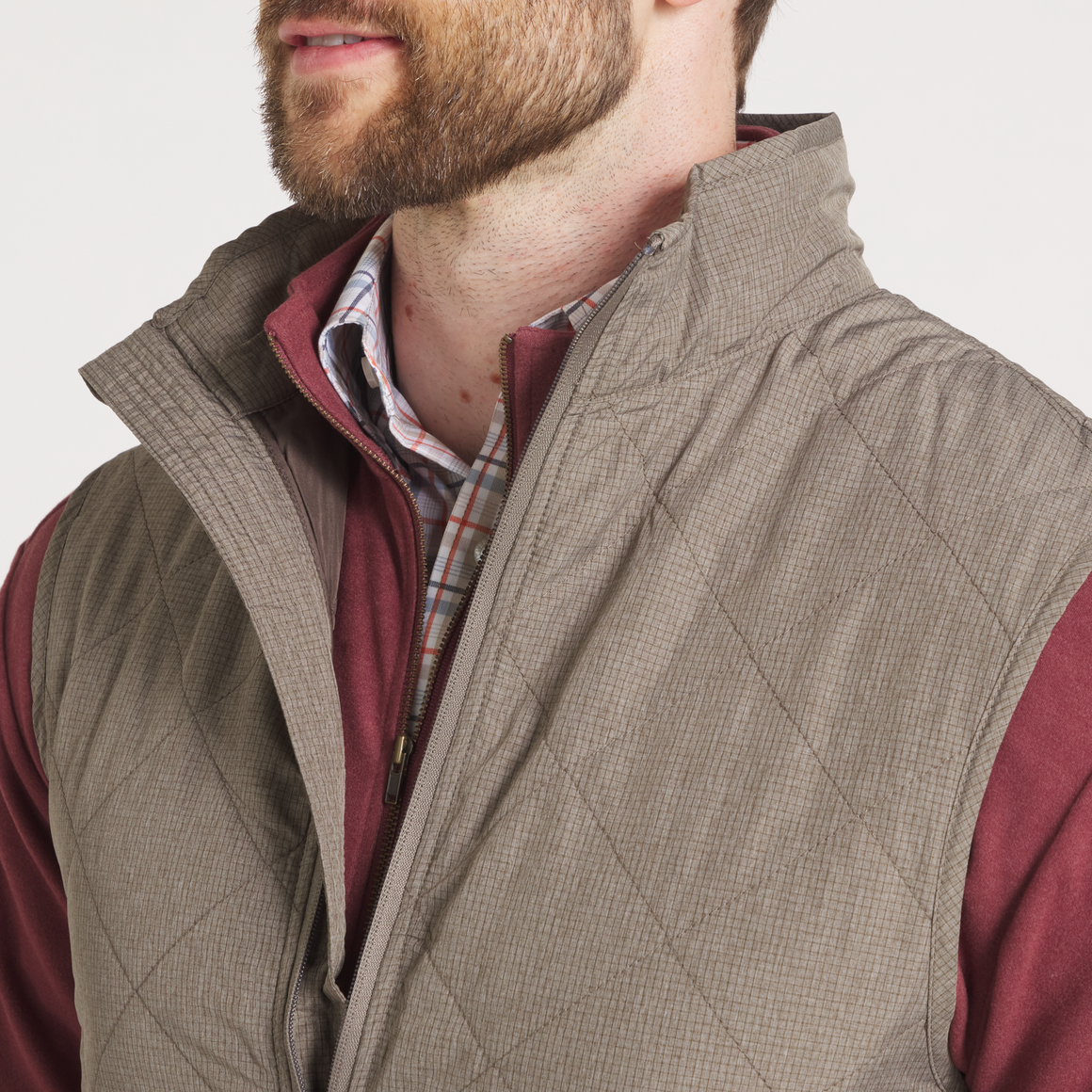 Bryson Ripstop Quilted Vest in Stone Brown | Southern Marsh