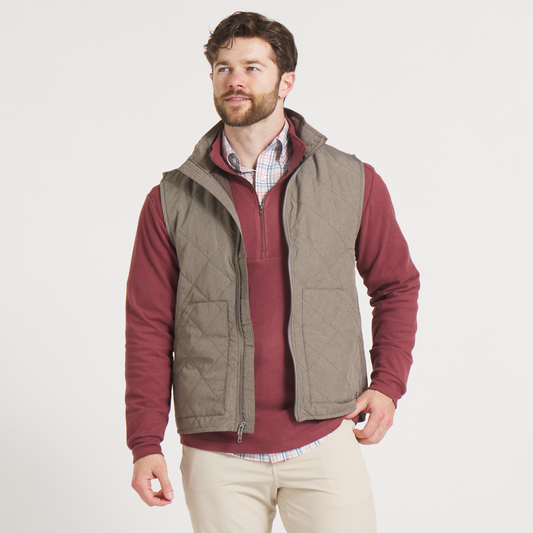 Bryson Ripstop Quilted Vest in Stone Brown | Southern Marsh
