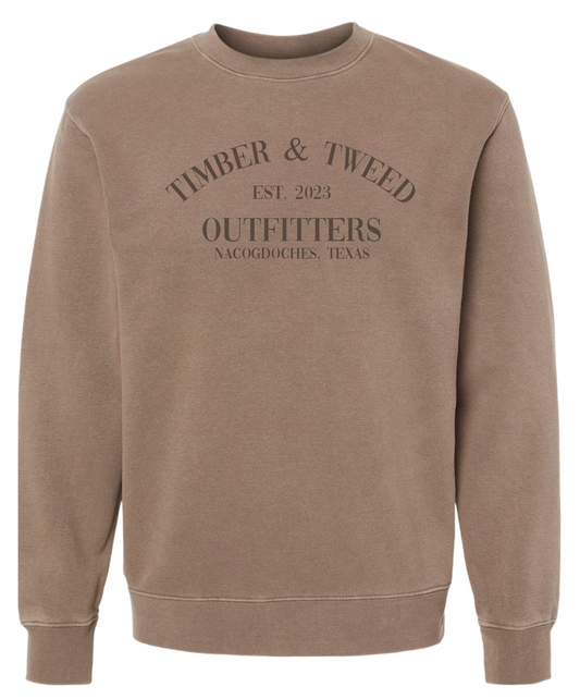 Timber and Tweed Fleece Embroidered Sweatshirt in Brown | TTO
