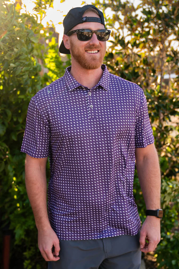 Performance Polo in Texas Purple & White | Burlebo