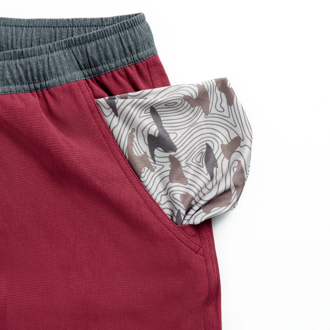 Youth Athletic Shorts in Cardinal/Topo Dessert Liner | Burlebo