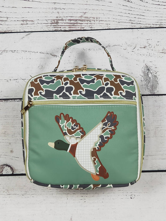 Camouflage Duck Printed Canvas Lunch Bag | Sassy Kids