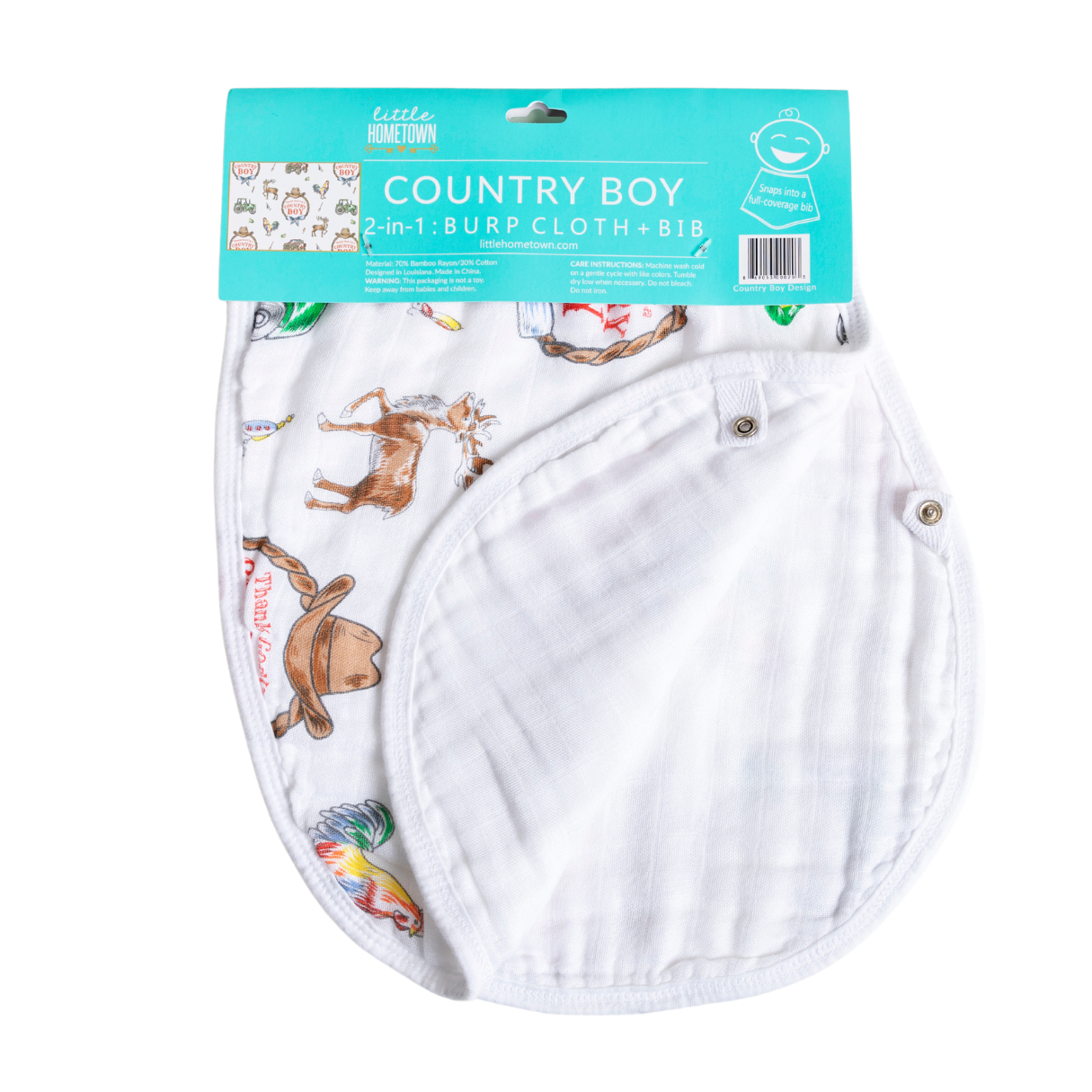 Country Boy 2 in 1 Burp Cloth and Bib Combo | Little Hometown