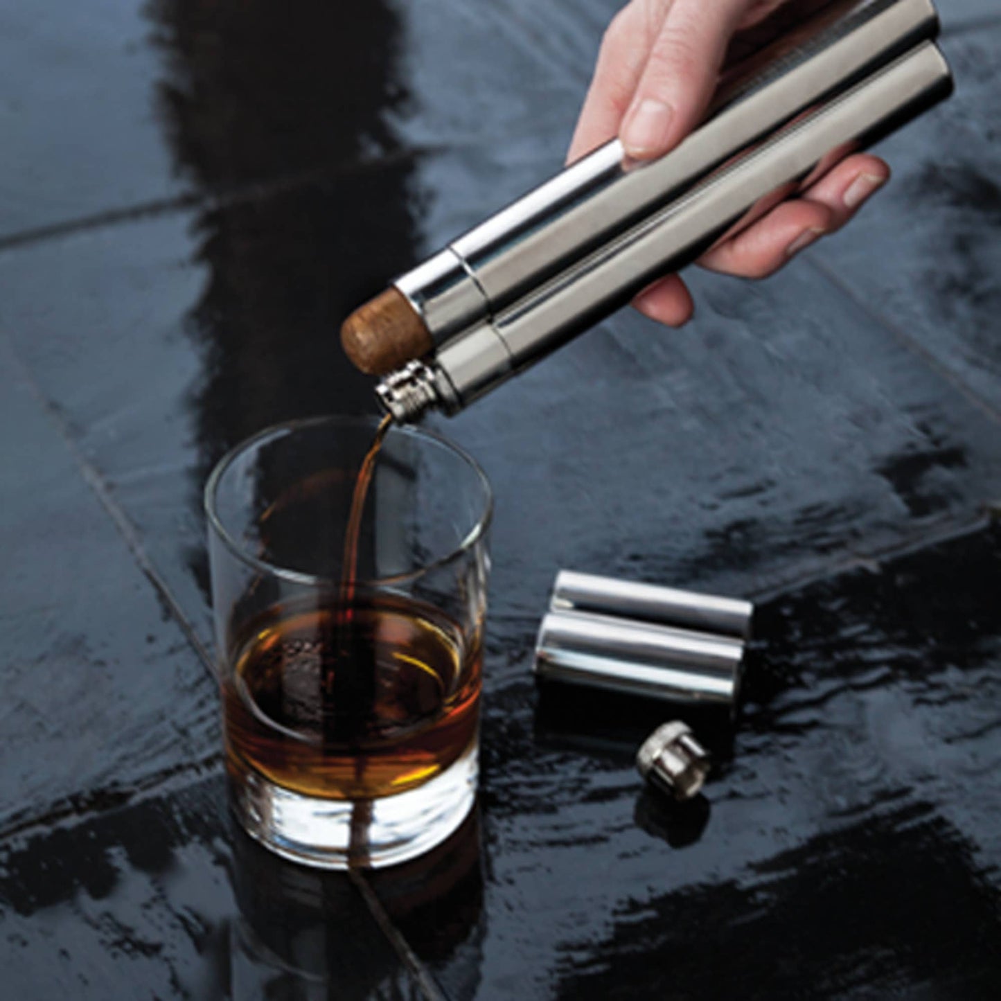 Stainless Steel Cigar Holder & Flask Combo | Viski