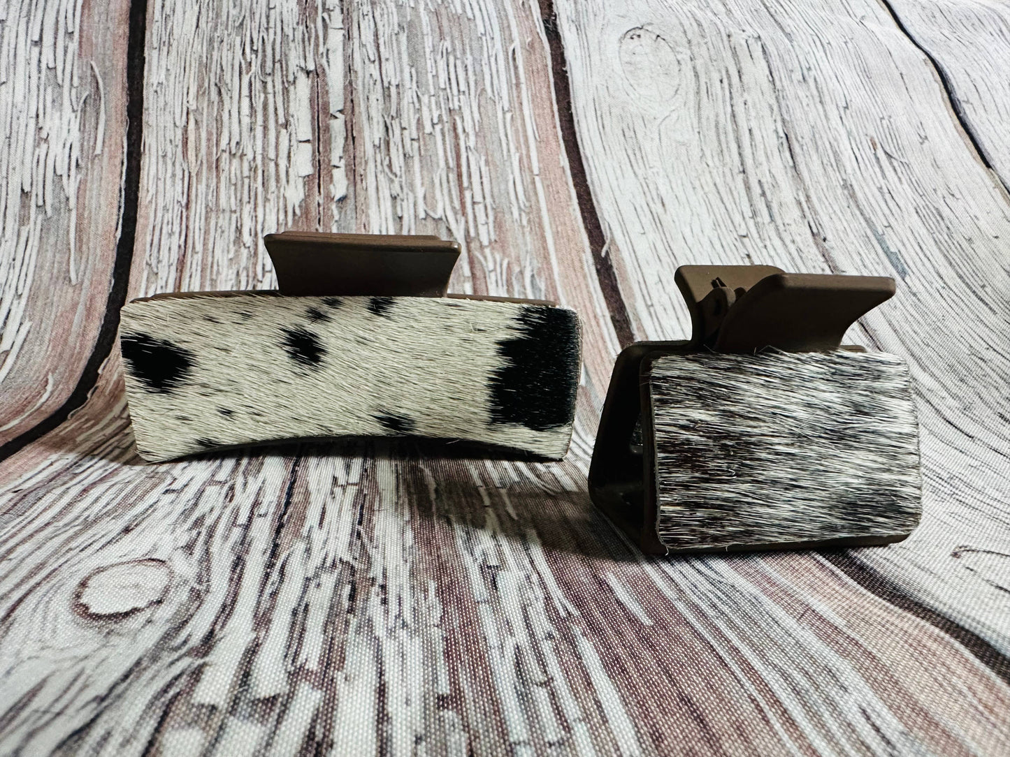 Neutral Cowhide Hair Clips