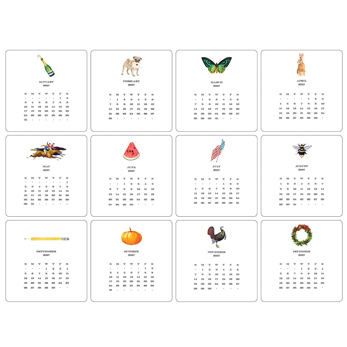 Maison de Papier - 2027 Desk Calendar with Easel