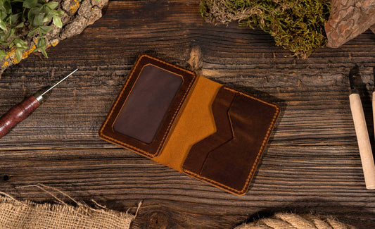 Genuine Leather Wallet w/ID Window in Brown | Leather Goods