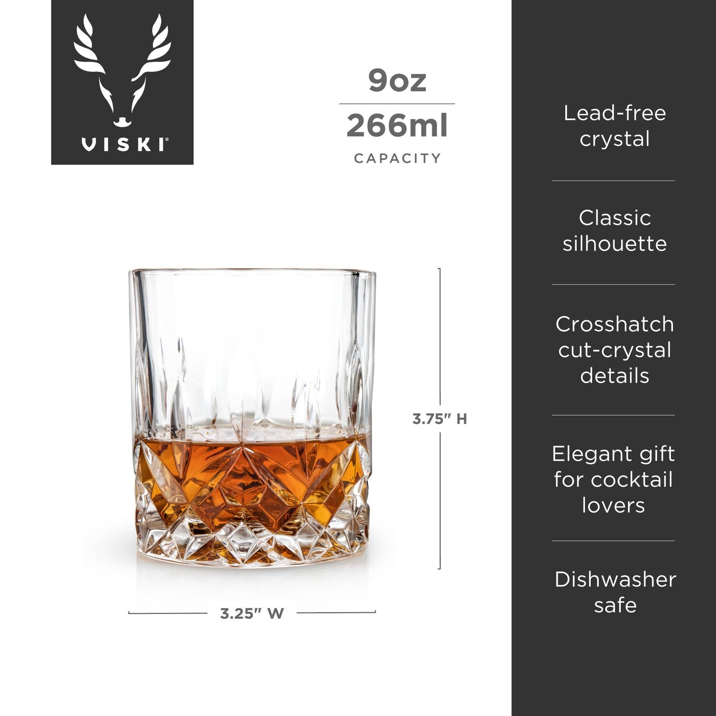 Admiral™ Stemless Crystal Lowball Tumblers Set | Viski