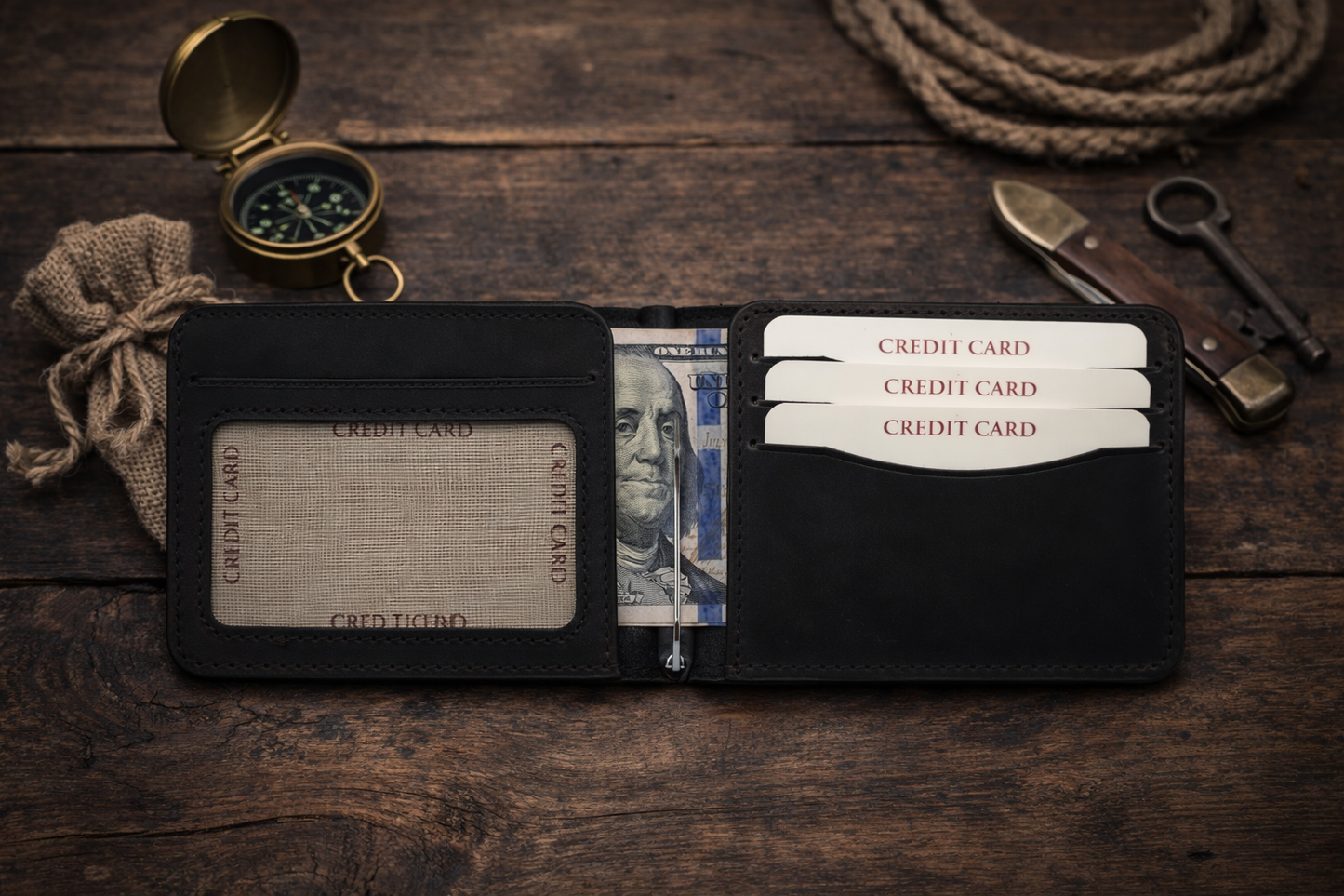 American Leather Goods - Leather Money Clip Wallet for Men, Bill Clip, Slim Wallet