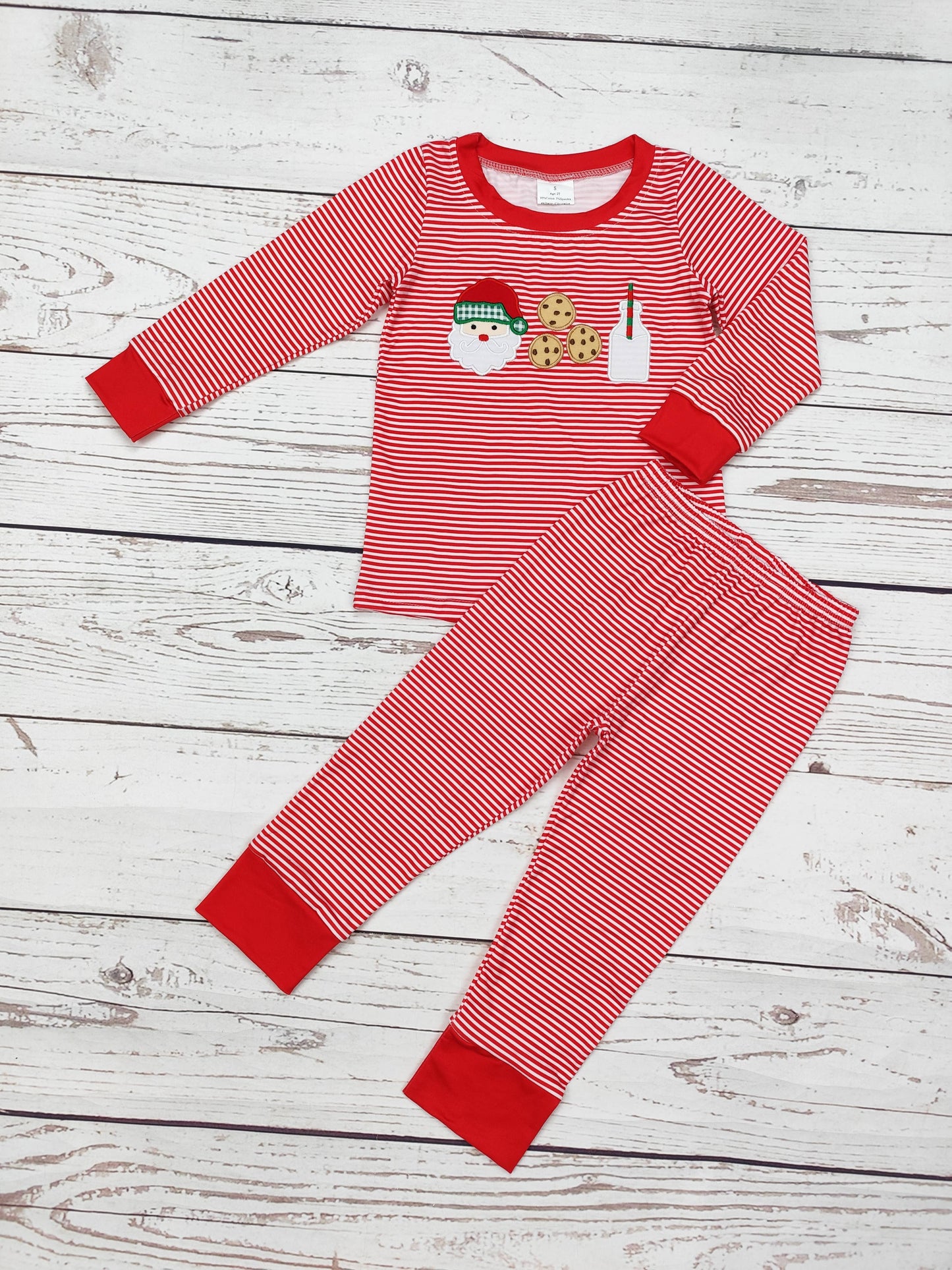 Santa's Milk & Cookies Appliqué Boys Pajamas: 2T