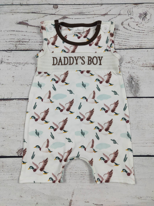 sassy kids palace - Duck Printed DADDY'S BOY Smocked Romper