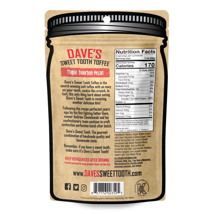 Gourmet Soft Toffee in Maple Bourbon Pecan | Dave's Sweet Tooth Toffee