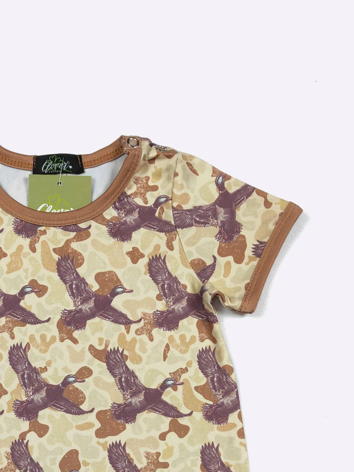 Muted Camo Duck Boy Romper | Clover Cottage