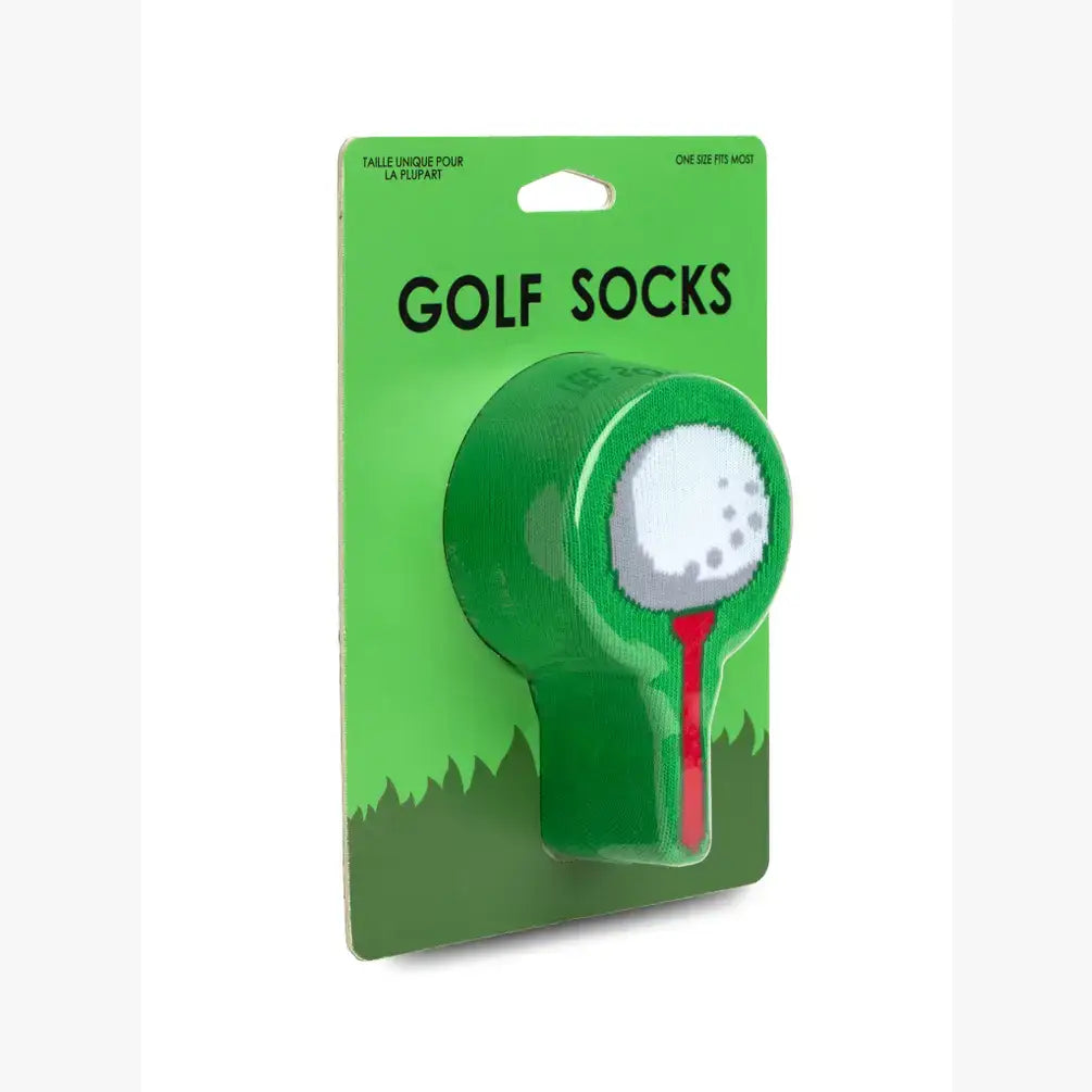 3D Packaged Crew Socks - Golf Ball on Tee - Green | Living Royal