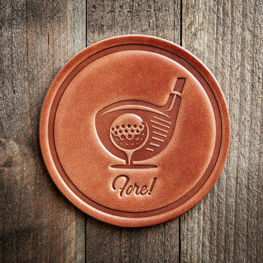 Fore! Golf Leather Coaster | Sugarhouse Leather
