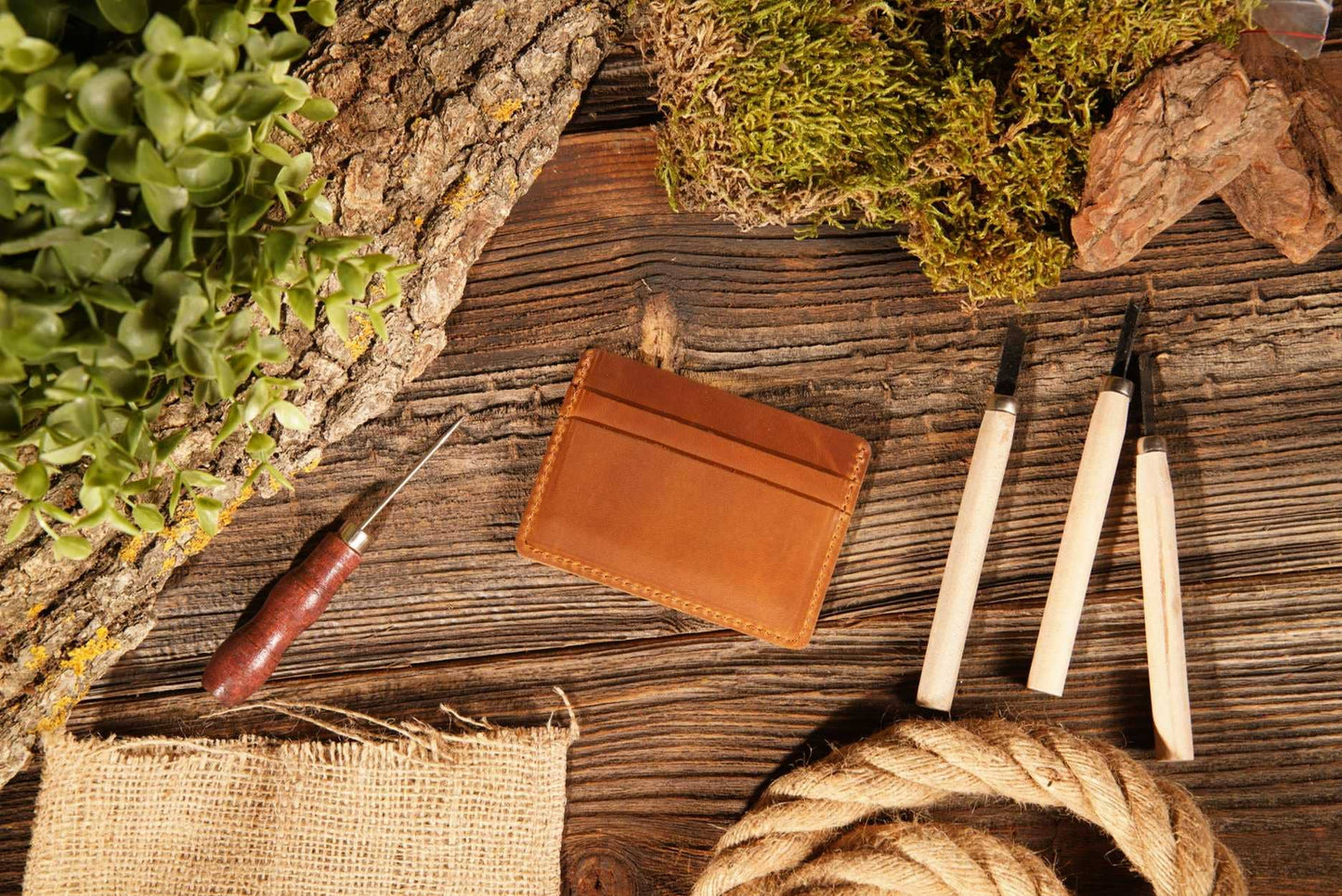 Leather Card Holder Wallet in Brown | Leather Goods