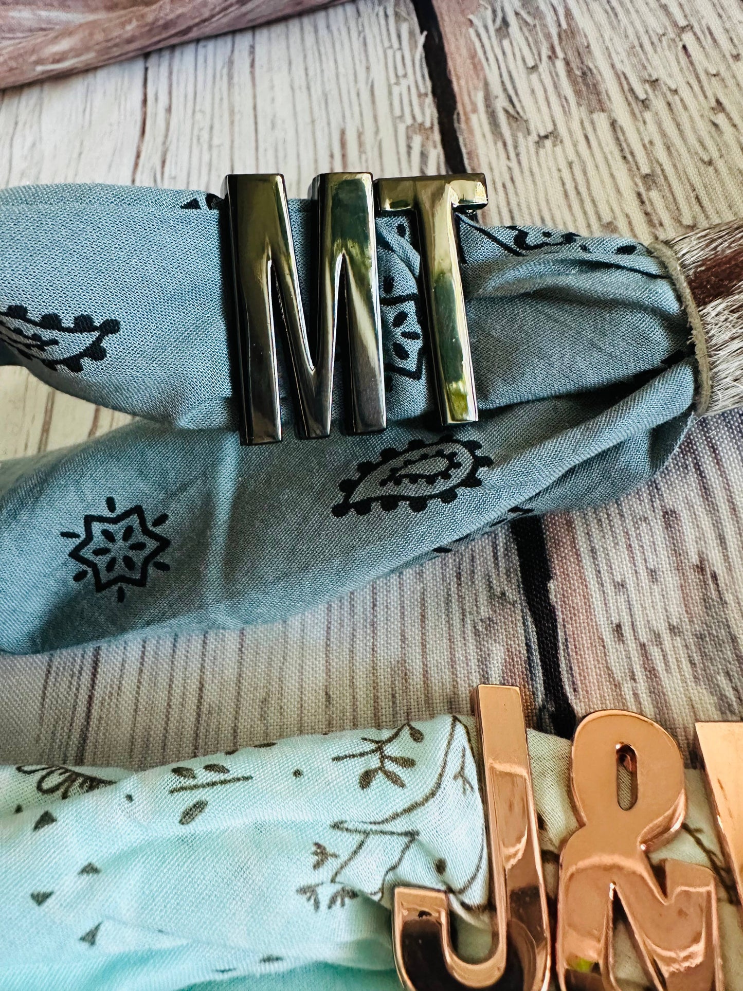 Gold Large Letter Bandana Slides