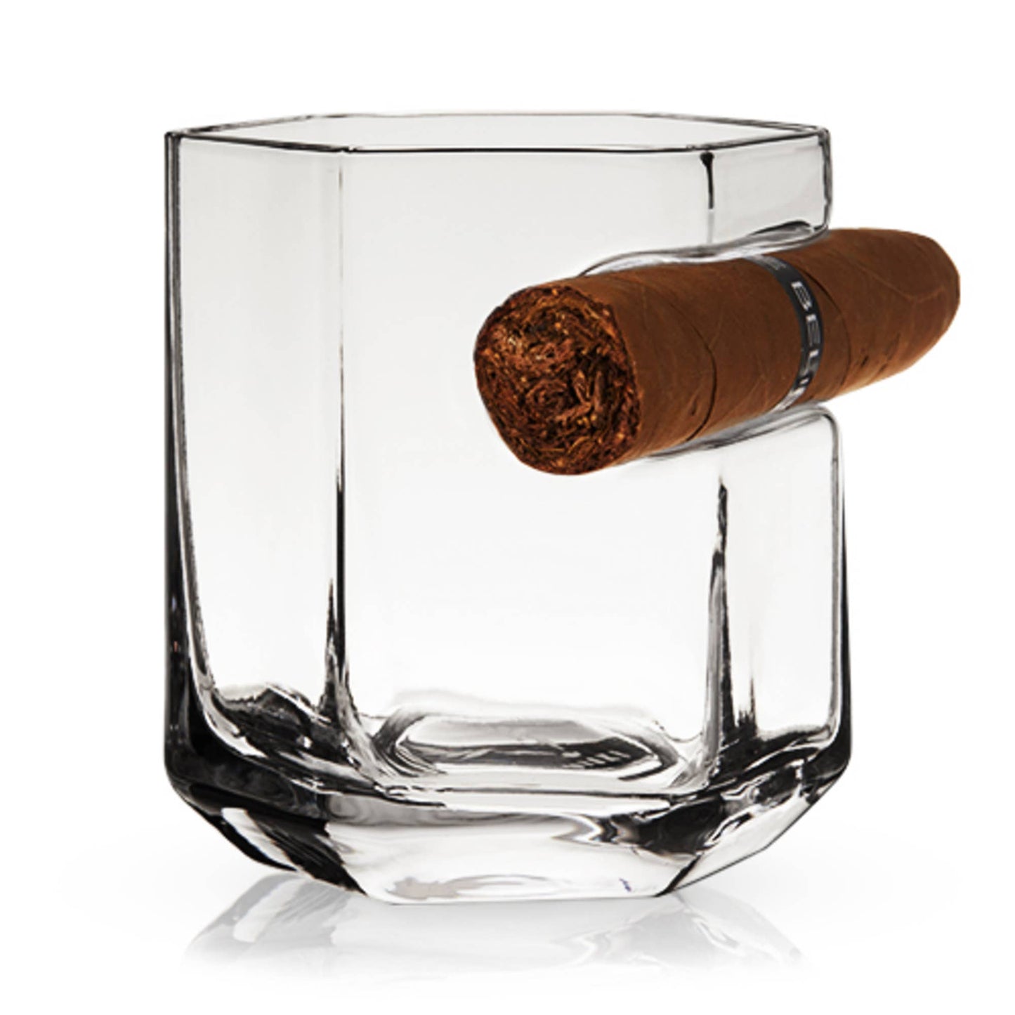 Raye™ Crystal Glass w/Builtin Cigar Holder | Viski
