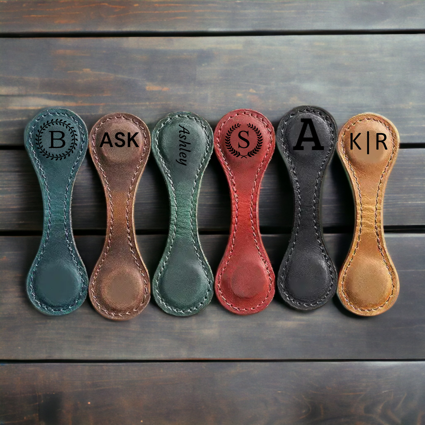 Leather Magnetic Bookmark, Handmade Leather Book mark: Black