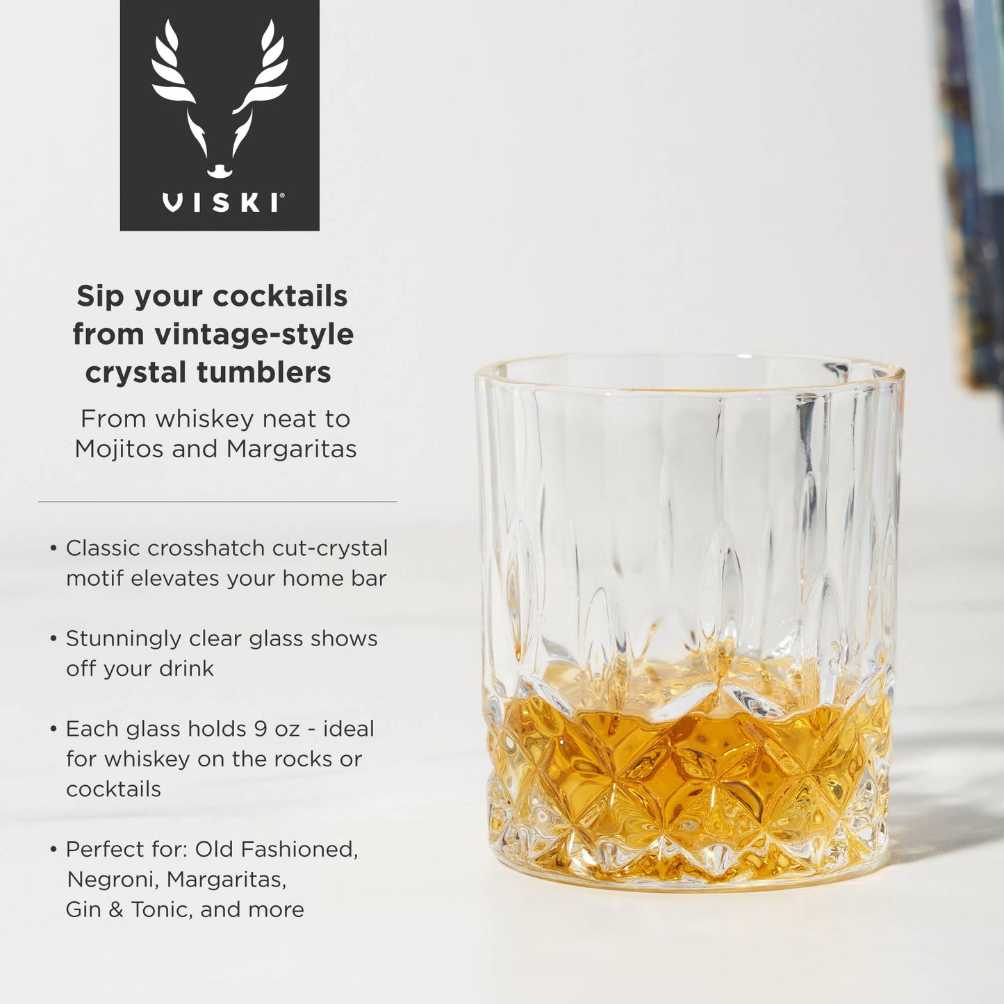 Admiral™ Stemless Crystal Lowball Tumblers Set | Viski