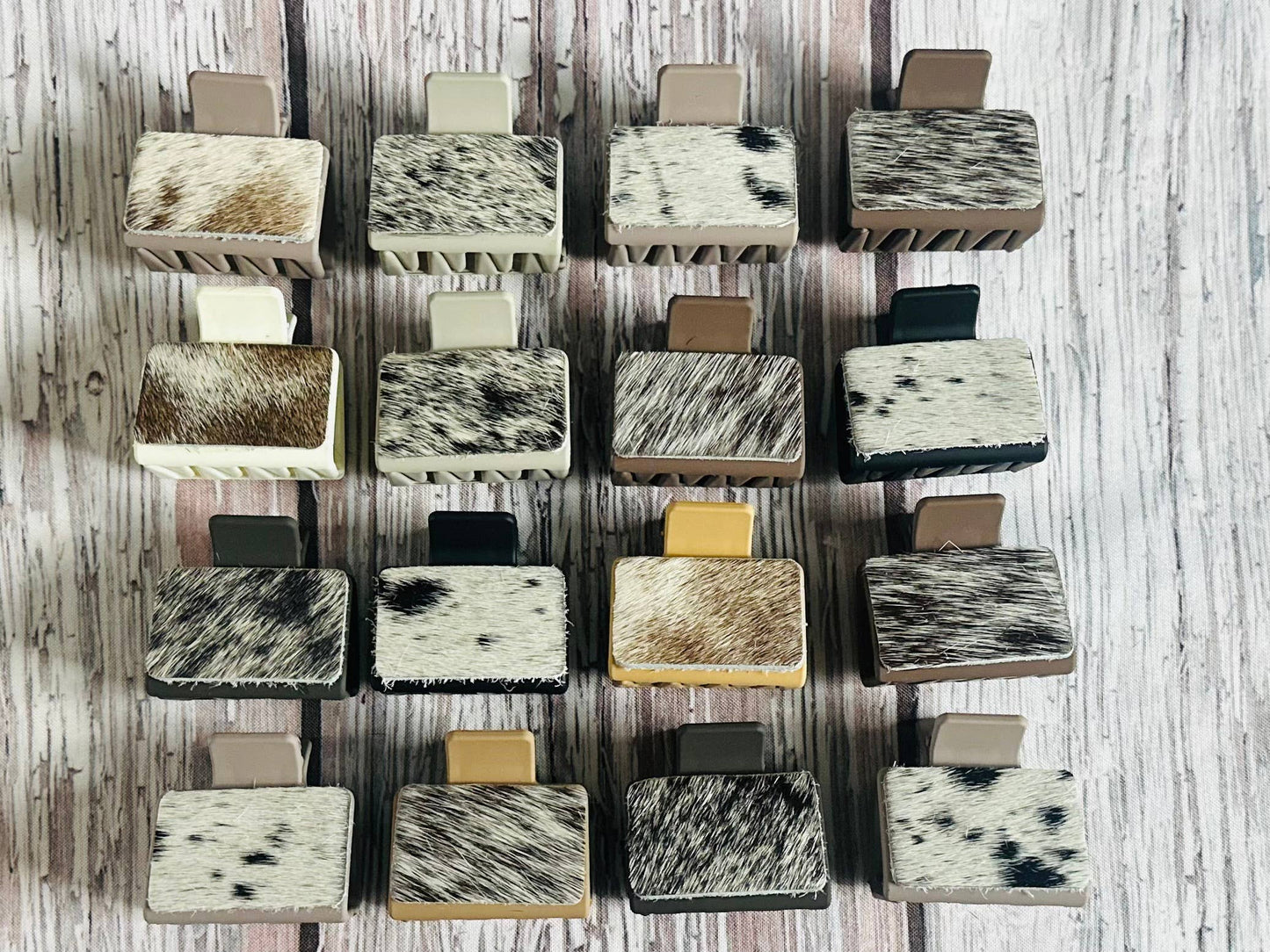 Neutral Cowhide Hair Clips