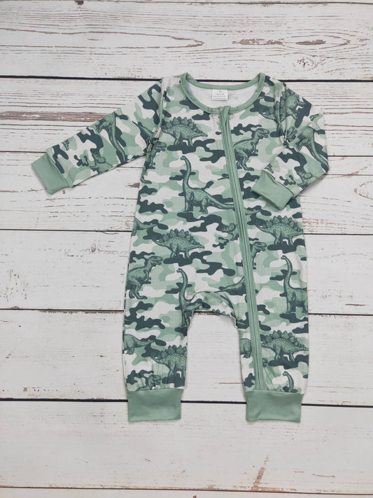 Boy Dinosaur Camouflage Print Zip Romper| SK