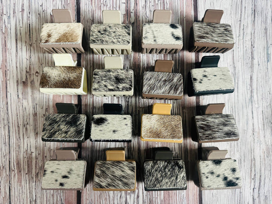 Neutral Cowhide Hair Clips