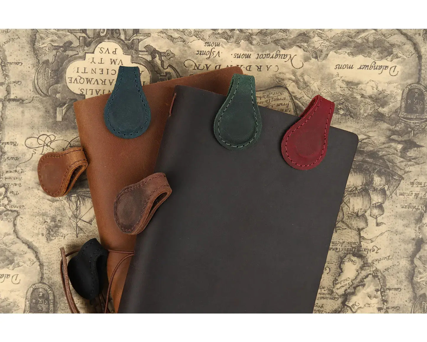 Leather Magnetic Bookmark, Handmade Leather Book mark: Blue