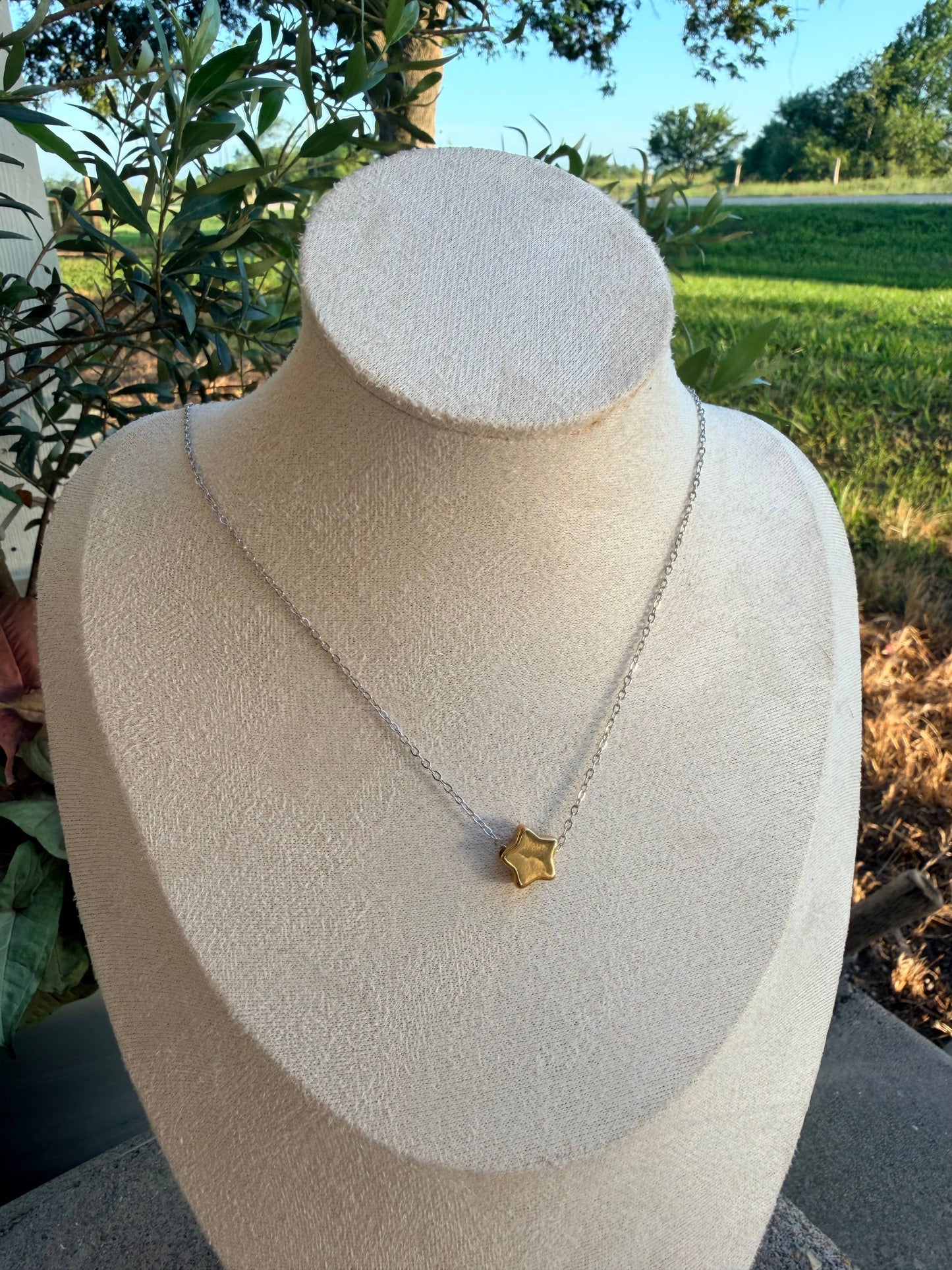 Mixed Metal Star Necklace 