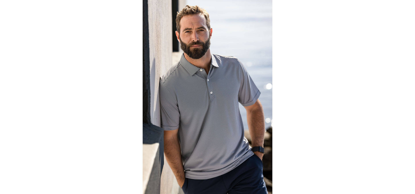 Cutter & Buck Forge Eco Double Stripe Recycled Mens Polo: College Purple/White / Medium / MCK01302