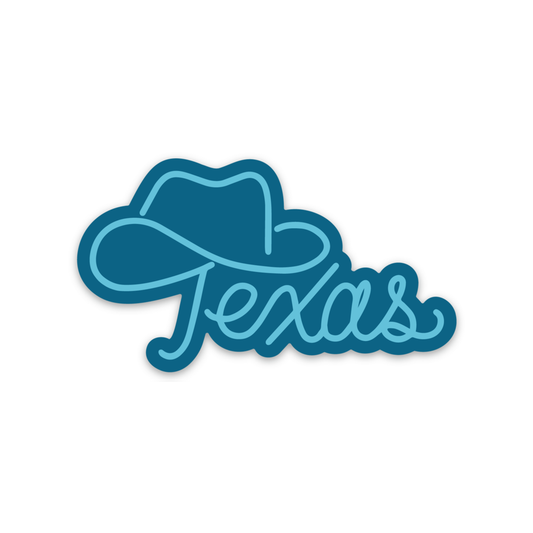 Texas cowboy hat sticker: Blue